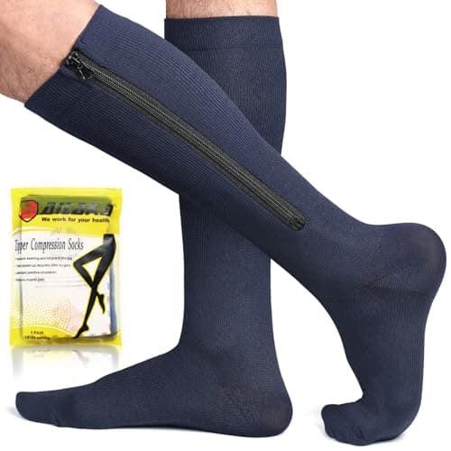 Ailaka 15-20 mmHg Zipper Compression Socks for Women Men, Closed Toe