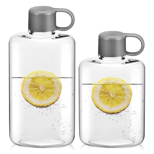 Toyvian 2Pcs Flat Water Bottle Travel Bottle Large Capacity Tritan