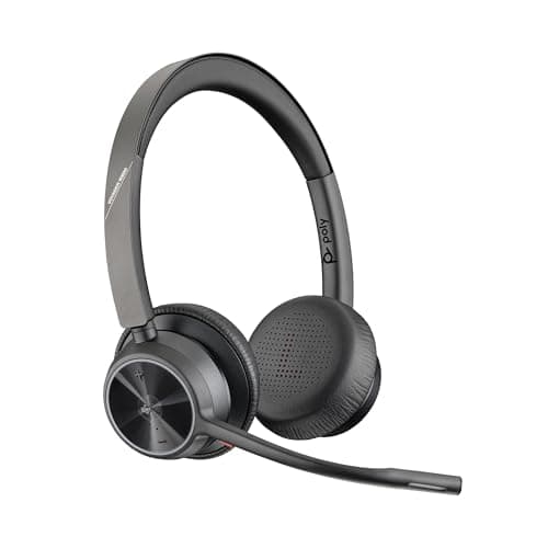 HP Poly Voyager 4320 UC Wireless Headset - Noise-Canceling Boom Mic - Connect to PC via USB-C to USB-A Adapter, Cell Phone via Bluetooth - Microsoft Teams certified