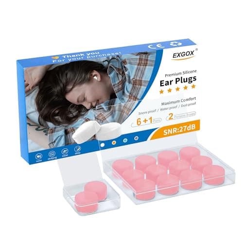 EXGOX 7 Pairs Silicone Ear Plugs for Sleeping Noise Cancelling Reusable Moldable Wax Earplugs for Swimming, Work, Airplane, SNR27dB(Pink)