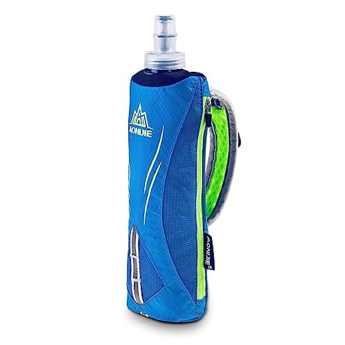 Azarxis Handheld Water Bottle Quick Grip for Outdoor Running Hiking Marathon Jogging Cycling Hand Strap Hydration Packwith 500ml Soft Flask Can Hold 6.8 in Phones (Blue)