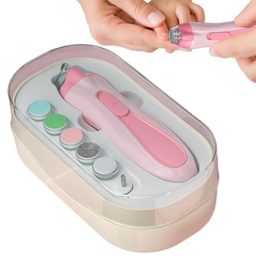 Nail Filer Electric - LED Light Trimmer 13.7x3.8cm|Anti-Pinch Battery Powered Manicure Kit for Boys Girls, Daily Use Travel Nail Care Safe Gentle Design