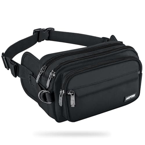 AGPTEK Bum Bag, Large Capacity RFID Waist Bag for Men Women Ladies Black, L