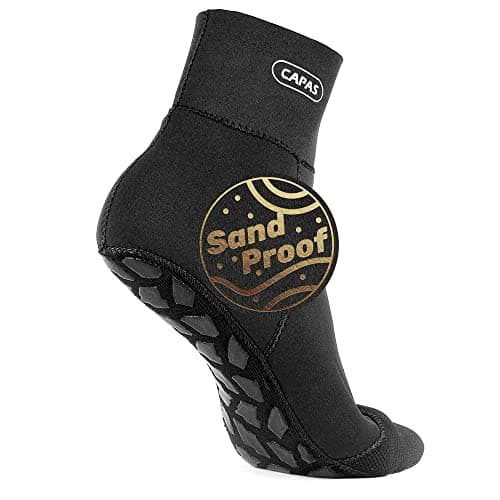 CAPAS Wetsuit Socks, Anti-slip Neoprene Men Women Waterproof Socks, Sand-proof Beach Water Sports Keep Warm Water Sock for Diving Snorkeling Swimming (Black, M)