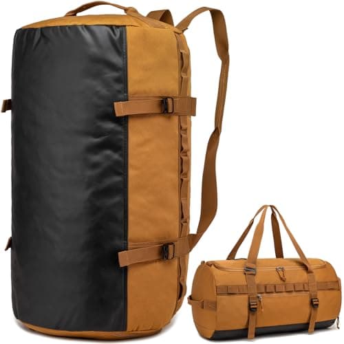 Lyweem Duffle Bag for Men, 60L Travel & Gym Duffel Bag Large Size for Women Waterproof Sports Holdall Bags Weekend Overnight with Shoes Compartment, Brown