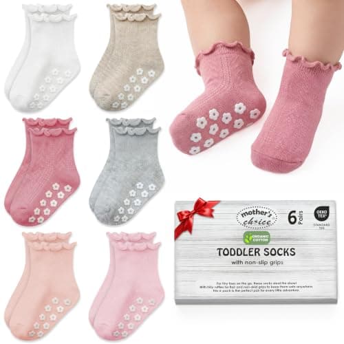 Mother's Choice Organic Cotton Ruffle Baby Socks 6 Pairs Newborn 6-12M