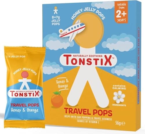 Tonstix Travel Pops for Kids - Pack of 8 Natural Travel Sickness Lollipops, Anti Nausea Relief for Car, Plane, Boat & Sea Travel, All Natural Non-Drowsy Alternative to Travel Sickness Tablets & Bands