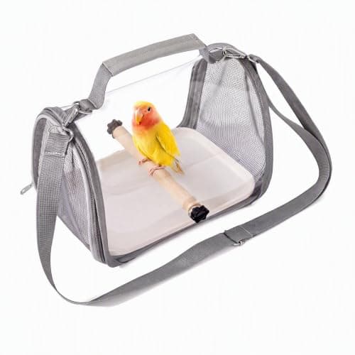 Bird Travel Carrier 26cm Plastic Portable Cage with Perch and Tray
