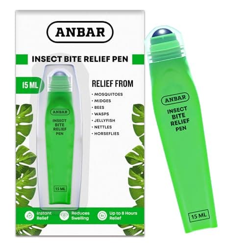 Anbar Bug Bite Relief Pen for Mosquitos, Wasps, Nettles, and Insects, 15 mL, Fast Acting Instant Relief, Deet Free, Gentle on Sensitive Skin, Anti-Itch Support for Kids and Adults