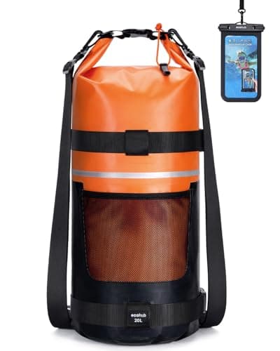 ECOHUB Waterproof Dry Bag with Waterproof Phone Case, 20L Roll Top Lightweight Dry Backpack with Long Adjustable Shoulder Strap for Kayaking Hiking Canoeing Floating Rafting Swimming, Burnt Orange