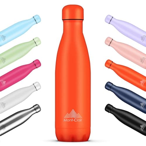 Mont-Clair LO Stainless Steel Water Bottle, Vacuum Insulated - BPA Free, 12h Hot & 24h Cold Drinks, Metal Water Bottle 500ML Leakproof, Ideal for Adult, Kids, Running - Orange