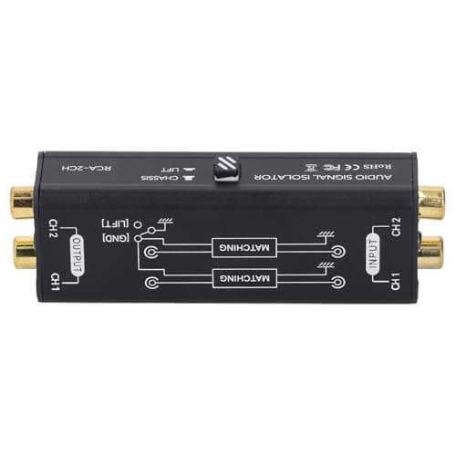 2 Channel Ground Loop Noise Isolator, Easy Plug and Play Sound Signal Filter Hum Eliminator 2CH for Conference Microphone Mixer Player