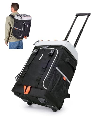 TOURIT 50-Can Rolling Cooler Backpack, Double Deck & Dual-Bar Handle Travel Soft Cooler Bag with Wheels for Women, 30L Space Beach Size 18"(15"+3")×13"×11"
