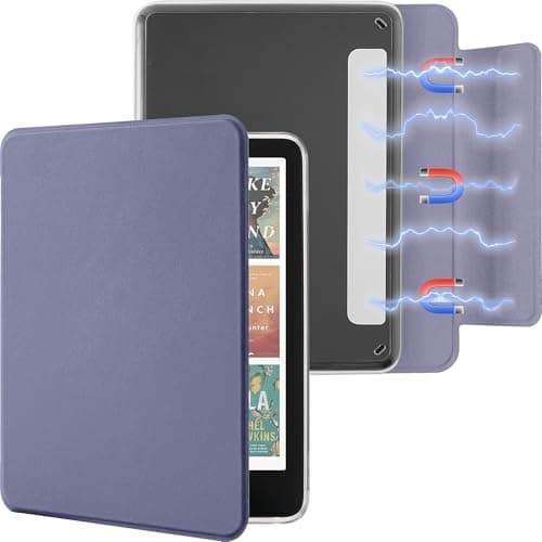 Litvana Detachable Magnetic Case for 7'' Kindle Paperwhite 12th Gen 2024 and Kindle Colorsoft Signature Edition, Slim PU Shell Cover Case with Auto Wake/Sleep, Lavender Purple