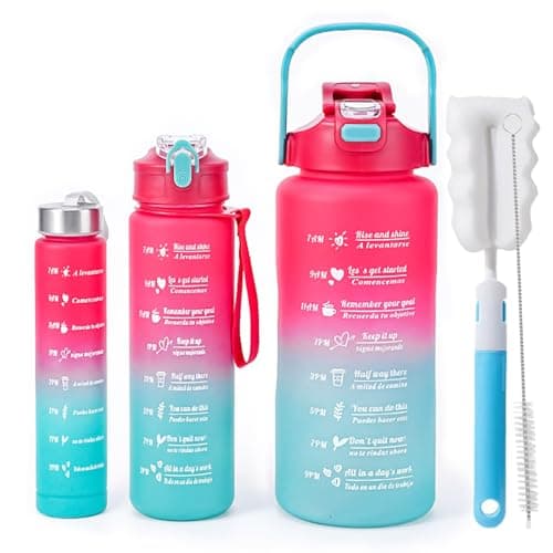 Weal4All 3 Pack Sports Water Bottles with Straws and Handle, 2L Large Plastic Drinking Bottle for Kids Adults Gyms School Home Office Outdoors, BPA Free & Leakproof