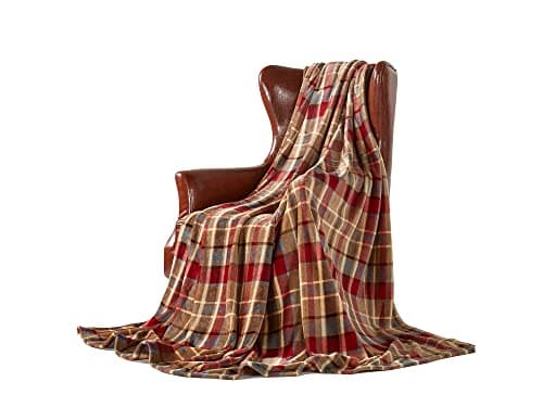 DREAMLANDING Fleece Throws For Sofa Bed Chair Soft Colorful Oversized, Decorative Ultra-Plush Throw Blanket (130x150cm, Red Plaid)