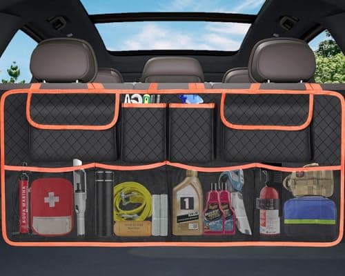 NEWFOM Car Trunk Organizer and Storage, Large Capacity Backseat Hanging Storage Car Accessories, Backseat Car Organizer for SUV/MPV/Truck (Orange)