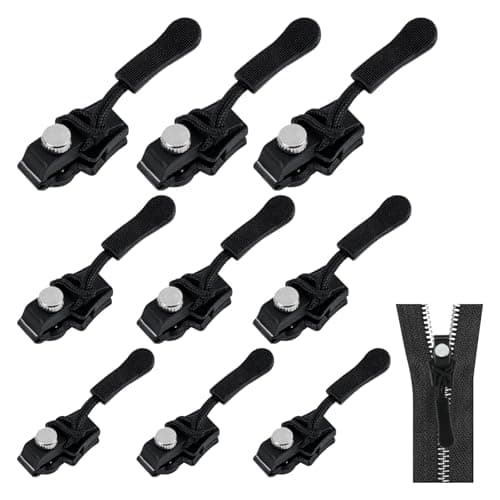 9 Pcs Universal Zipper Repairer, Zipper Repair Replacement Kit, Removable Universal Zip Puller Replacement, 3 Different Size Black Replacements Zippers Slider for Clothes, Jeans, Wallets, Luggage