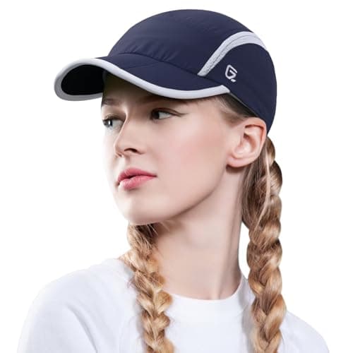 GADIEMKENSD Women's Foldable Light Cap Quick Dry Ultra-Thin Unstructured Tech Running Hat Reflective UPF 50+ Baseball Caps Cooling Ponytail Hats Fitted for Beach Tennis Travel Hiking Golf Navy Blue