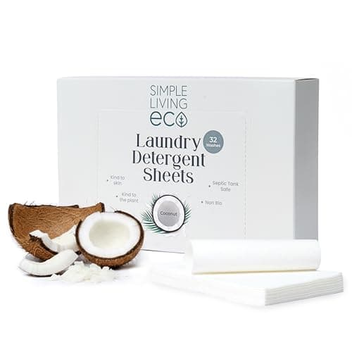 Simple Living Eco, Laundry Detergent Sheets, Simplify Your Washing With Our Compact Laundry Sheets, Eco Washing, Non Bio & Skin-Friendly, (32 Sheet Pack, Coconut) 1 Pack