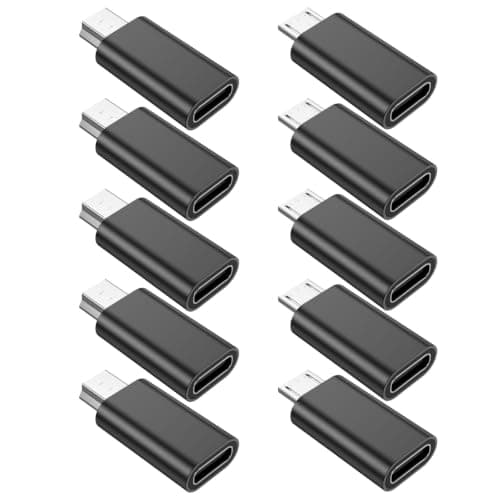 TFAK 10Pack 480 Mbps Micro USB to USB C Adapter & Mini USB to USB C Adapter