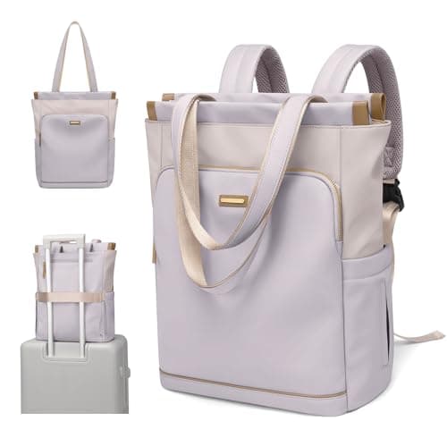 GOLF SUPAGS Convertible Computers Backpack for Women Casual Daypack Notebook Tote Bag for Work College Travel Leisure (Taro Purple & White)