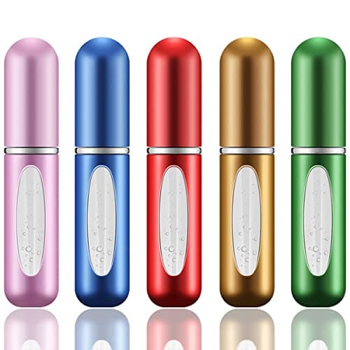 Leikedun 5 PCS 5ml Perfume Atomiser Refillable Bottles, Portable Mini Spray Travel Bottle with Visual Window Perfume Travel Bottle for Purse Handbag Pocket Luggage - Holiday Essentials