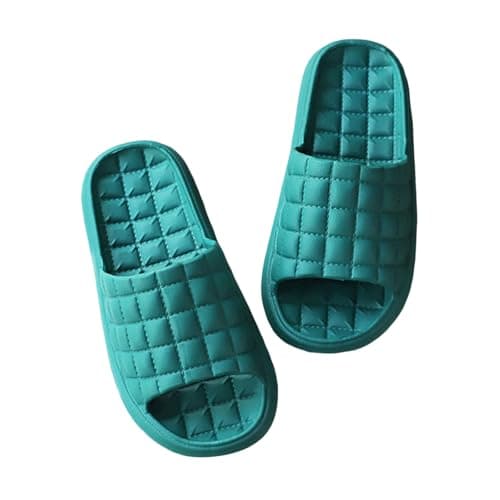 Women's Men's Summer Indoor Bathroom Slippers with Soft Cushion Sole, Non-Slip Rubber Outsole for Hotel Home Use, Solid Color Sandals for Couples (Green, 4)