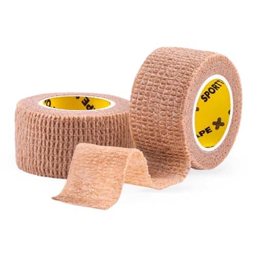 2 Rolls SPORTTAPE Cohesive Finger Tape - 2.5cm x 4.5m, Compression - Beige