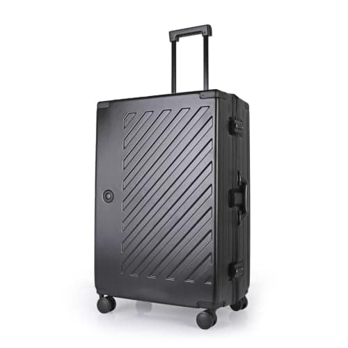 Zipperless Polycarbonate Suitcase – Hard Shell Large Check-in Luggage with Dual TSA Locks, Silent Spinner Wheels & Aluminium Alloy Handle (28-Inch, Black)