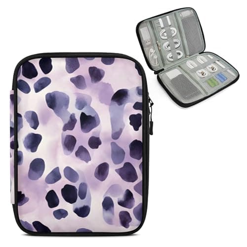 Mintoprints Leopard Print Travel Electronic Organizer Case, Wild Safari Skin Slim Cable Management Bag for Game Console & Accessories, Portable Double Zipper Pouch with Mesh Pockets & Elastic Straps