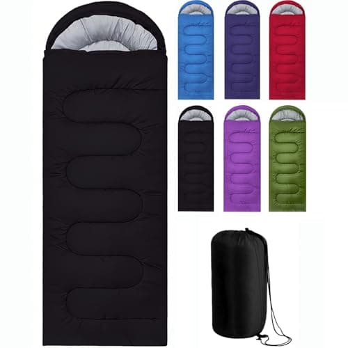 Sleeping Bags for Adults & Kids Sleeping Bag 3 Season, Ultralight Carry Bag, Adult Blanket, Lightweight Compact for Outdoor Camping, Travel, Hiking, Indoor & Outdoor Use (Black)
