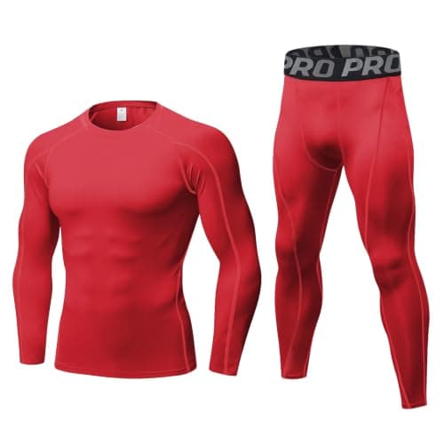 Minghe Thermal Underwear Mens, Long Johns for Men Thermal Underwear Set Red