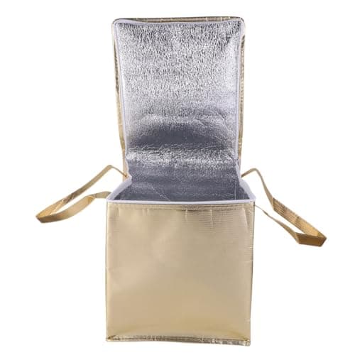 Amosfun Portable Cooler Bag Non-Woven Cooler Pouch Golden Non-Woven Waterproof Insulated Cake Bag for Snacks and Cake