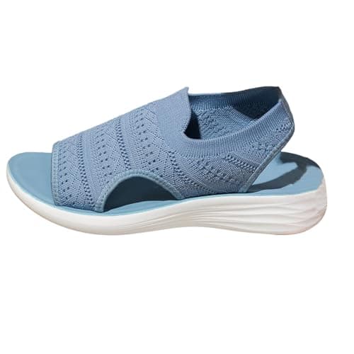 Women's Breathable Mesh Platform Sandals Elastic Stretch Upper Soft Sole Lightweight Peep Toe Comfort Shoes Casual Outdoor Footwear for Summer Holidays, 03-Sky Blue, 6