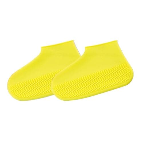Boolavard Silicone Waterproof Shoe Covers, reusable upgraded overshoes with waterproof zipper, Resistant Rain Boots Non-Slip Washable Protection for Women, Men (L, Yellow)