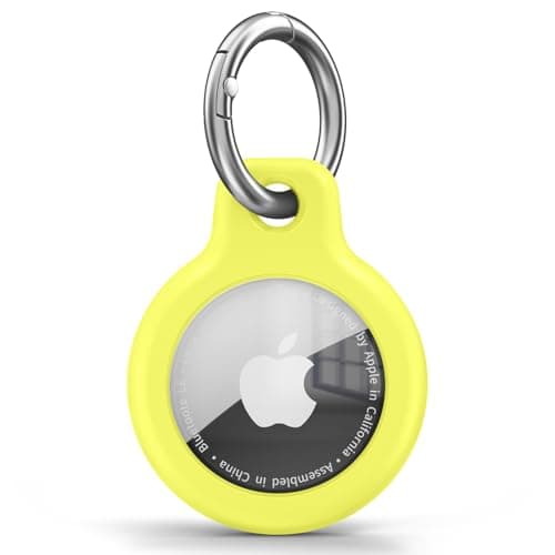 Air Tag Holder Air Tag Silicone Case, with Keychain, TPU Case for Air Tags Keyring for Keys, Bags, Luggage, Pet Collar, Anti-Lost and Scratch-Resistant, Fully Covered (Yellow)