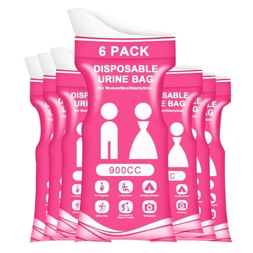 SZWLJ 6-Pack 900CC Pink Disposable Urine Bags for Camping Essentials