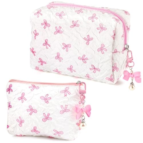 2 Pcs Cosmetic Bags, with Zipper, Pink, for Women