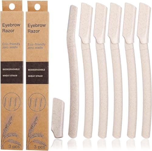 Lanjue 6PCS Dermaplaning Face Blades, Beige Wheat Straw Razor Set for Women