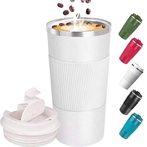 Big seller Coffee Cup, Vacuum Reusable Leakproof Double Wall Coffee Cup, Insulation Stainless Steel Eco-Friendly Travel Office Mug for Hot Coffee Tea and Cold Drinks, 17oz/500ml, White