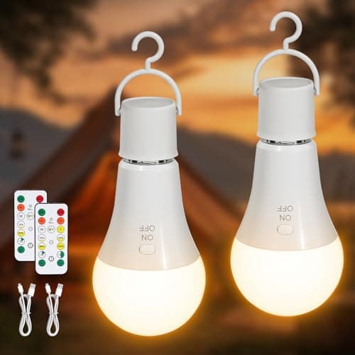 Kimjo E27 7 W Rechargeable Light Bulb with Remote Control, 3 Color, 2 Pack