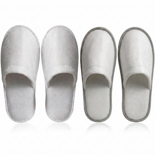 EQLEF 2 Pairs Spa Slippers for Women and Men, Disposable Travel Slippers Closed Toe White House Hotel Slippers for Party Guest
