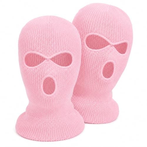 Trevixor 2 Pcs Pink Balaclava, Full Face Balaclava for Women, 3 Hole Ski Mask and Pink Mask for Costume Parties, Outdoor Activities and Photo Props