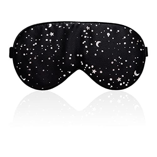 townssilk 100% Silk Sleep mask with Adjustable Strap,Comfortable and Super Soft Eye mask Ultimate Sleeping aid,blindford Silver Moon