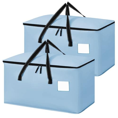 Dntorx 2 Pack 90L Moving Bags,Waterproof Moving Boxes with Zips,Light Blue