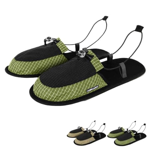 Ultralight Foldable Camp Shoes Portable Slippers for Hiking (Green large)