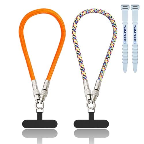 YIMATEECO Cell Phone Lanyard Built-in USB C to USB C Charging Cable, 2 in 1 Phone Wrist Strap Support 65W Fast Charging & Data Transfer, Anti Theft Strap for Travel/Commuting (BFF Matching Set, 2Pcs)