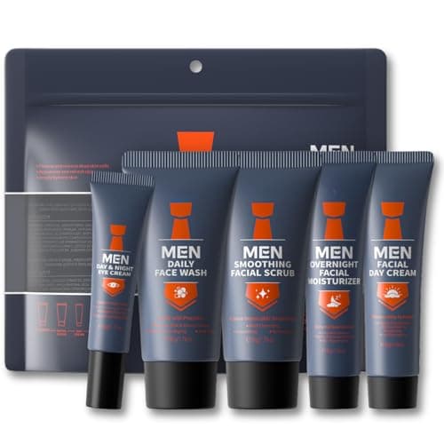 Mens Skincare Gift Set, 5PCS Mens Skincare Set, Hydrating Grooming Kit for Men with Face Wash, Scrub, Moisturiser, Eye Cream, Face Cream, Christmas Gifts for Men, Daily Routine for Healthy Skin