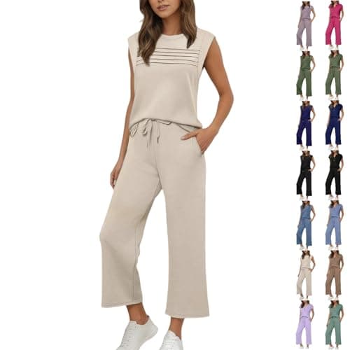 Lounge Sets for Women UK Petite 2 Piece Track Suits Pink Yellow Khaki Green Beige Outfits 2026 Travel Summer Casual Outfit Sets Matching Pants Set Clothing XS XXS S M L XL XXL 3XL 4XL 5XL 6XL 7XL